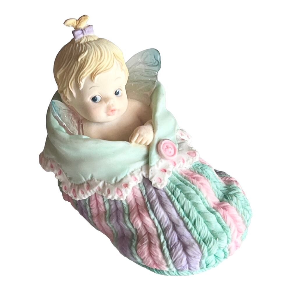My Little Kitchen Fairies Baby Bootie Fairie Bunting Fairy Figurine Acrylic Wing